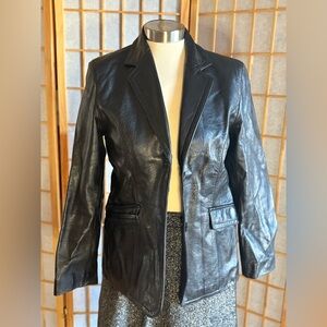 Women's Black Leather Jacket Medium Petite
